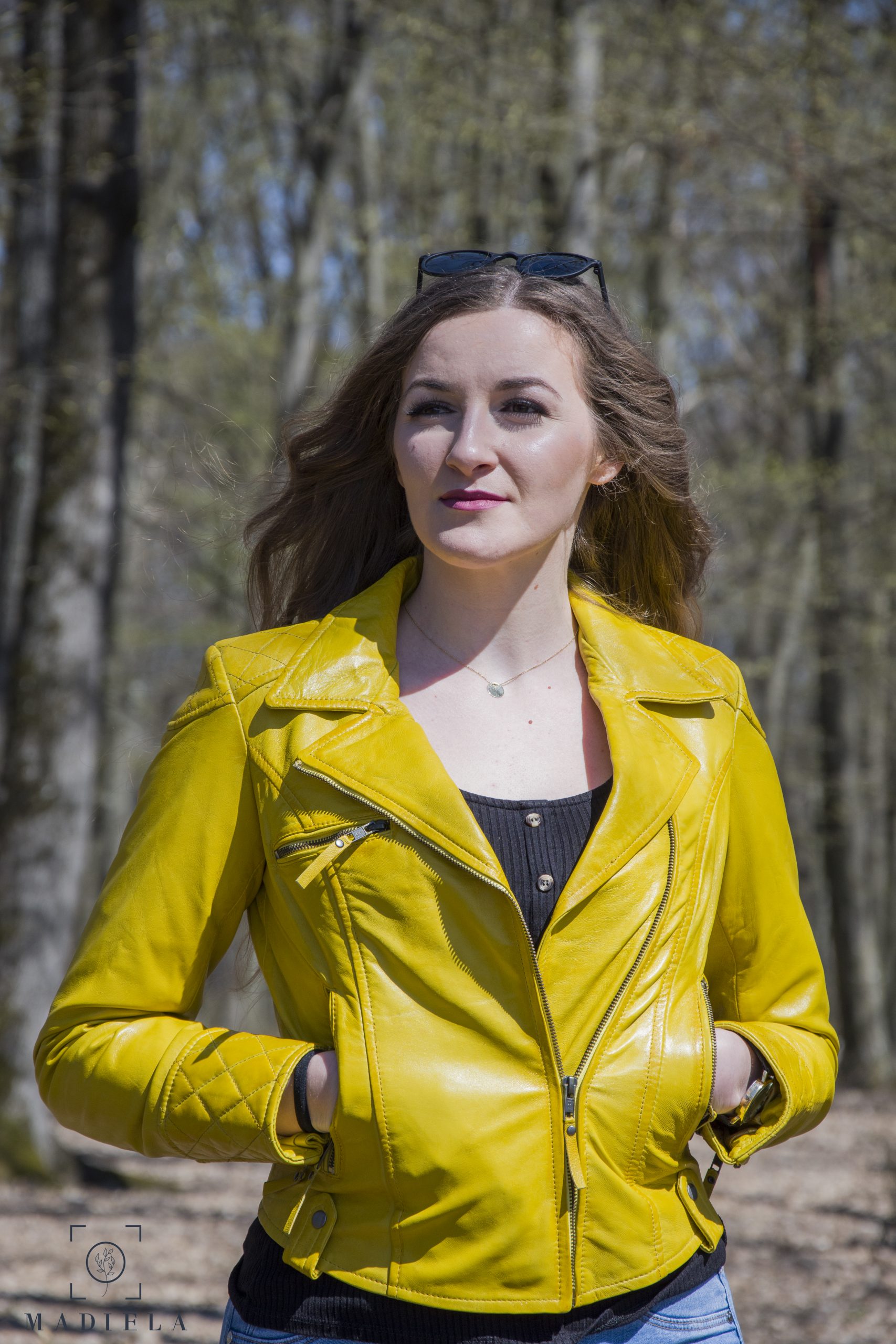 Geaca de piele naturala premium femei GDP-SANDY - Galben, L